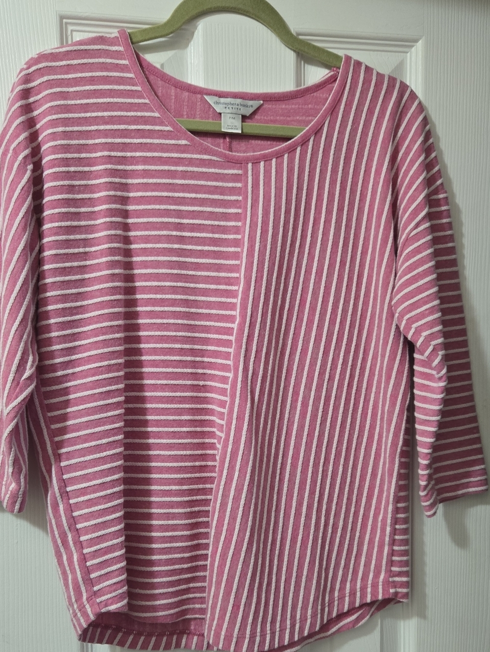 Christopher & Banks Pink and White Striped Long Sleeve Top